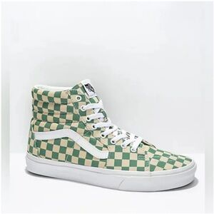 Vans Green and Cream Checkered High-Top Sneakers